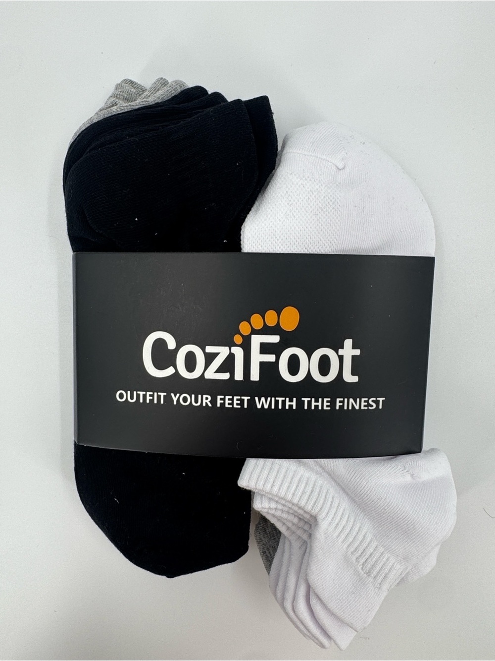 NWT CoziFoot Men's No-Show Socks Pack - Black, White, Gray